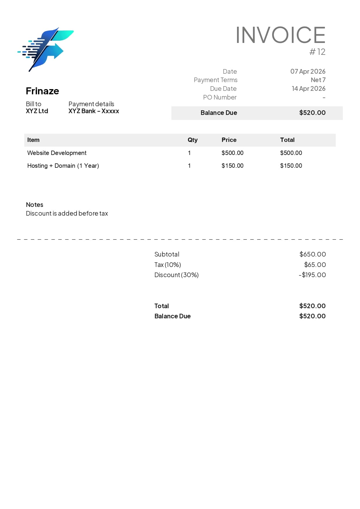 invoice example